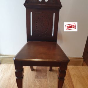 VICTORIAN CARVED MAHOGANY HALL CHAIR (Sold)